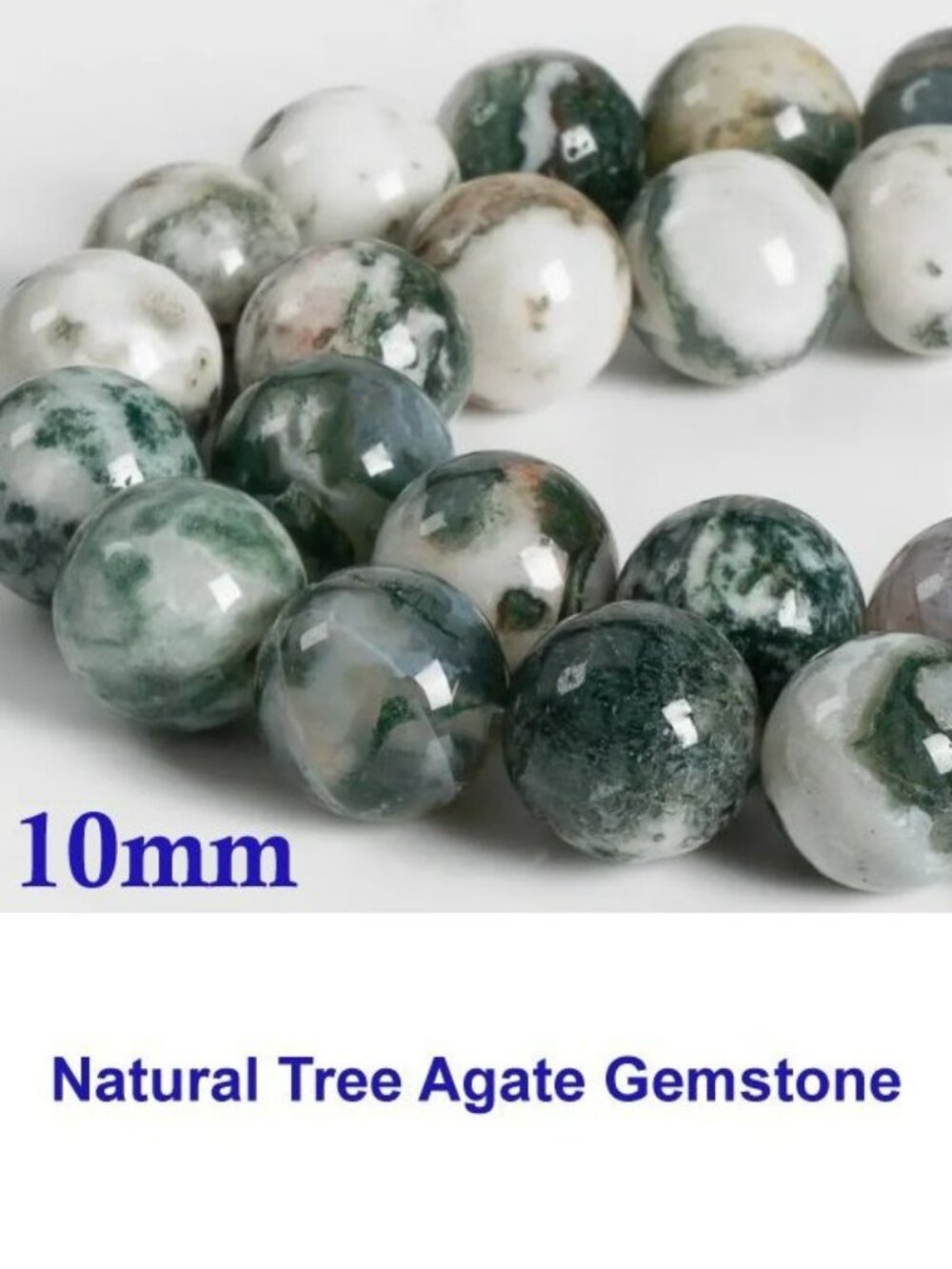 Natural Tree Agate Gemstone  10mm 15" Strand